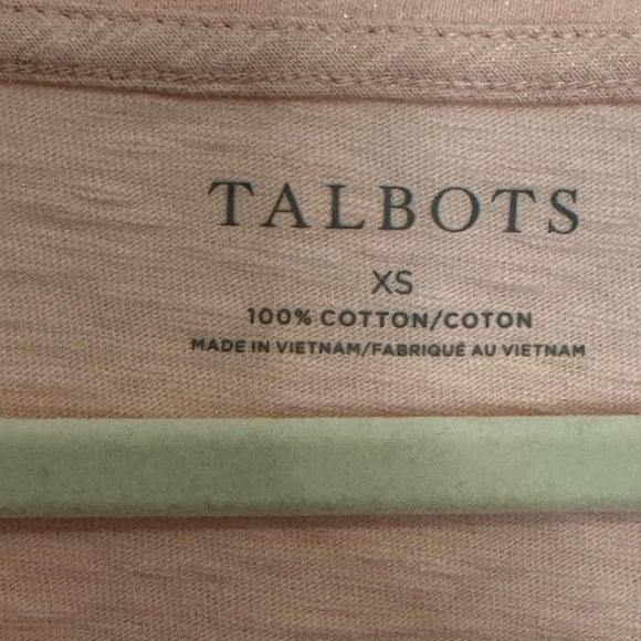 Talbots Cotton Light Pink Short Sleeve V-Neck Tee - Picture 2 of 7